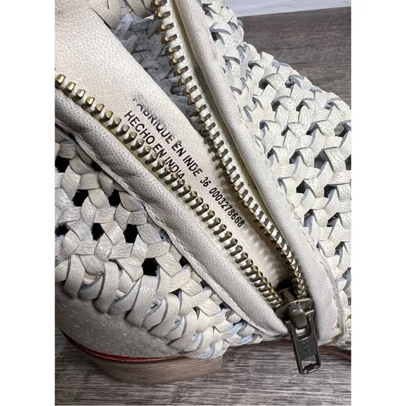 NWT Free People In The Loop White Leather Woven Ankle Boots Size 36 / 6