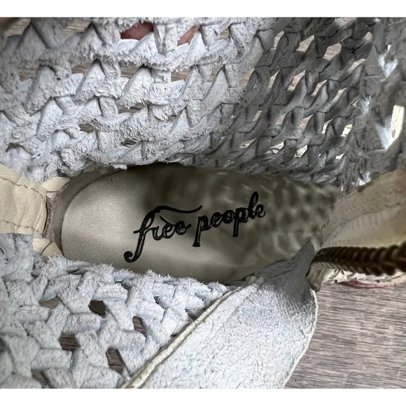 NWT Free People In The Loop White Leather Woven Ankle Boots Size 36 / 6