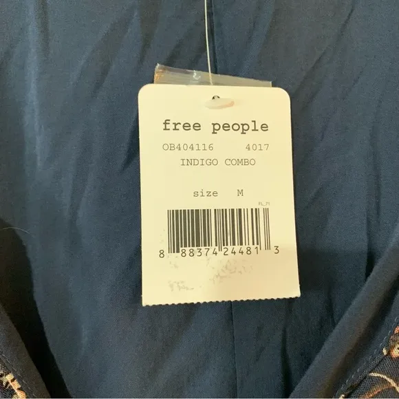 NWT Free People Lucky Loosey Floral Print Swing Dress in Indigo Combo