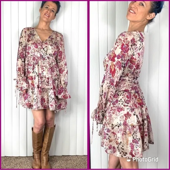 •NWT🤩 |•FREE PEOPLE•| Pretty, Flirty, Floral Tiered Dress Size Small🌺