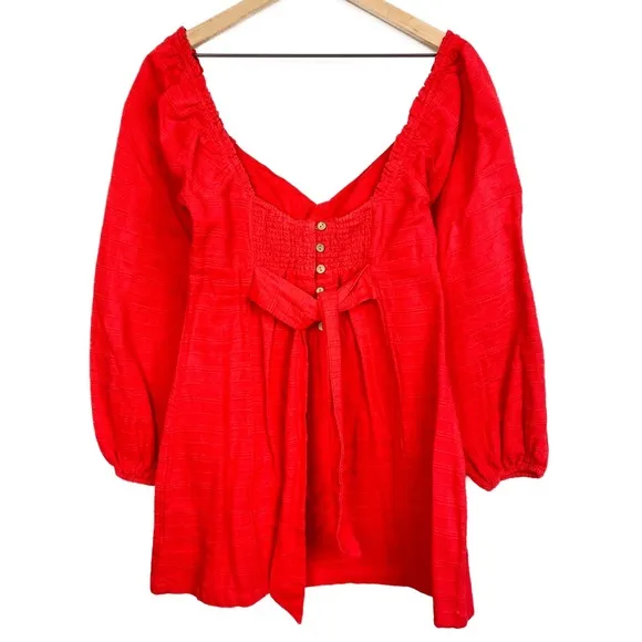 NWT Free People Put A Rose On It Mini Dress, Red - Size S