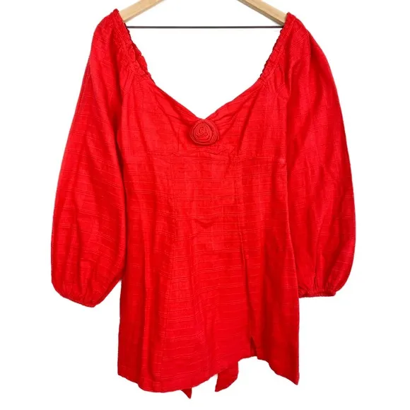 NWT Free People Put A Rose On It Mini Dress, Red - Size S