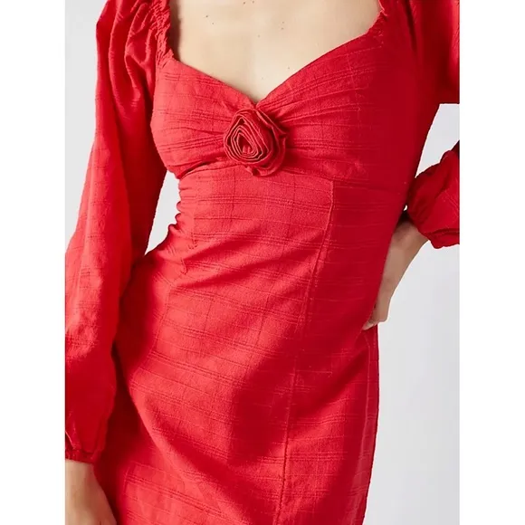 NWT Free People Put A Rose On It Mini Dress, Red - Size S