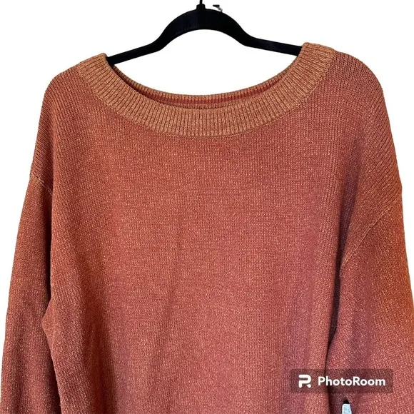 NWT‎ FREE PEOPLE Street Fair Tunic Sweater Oversized Rust Brick Combo Small