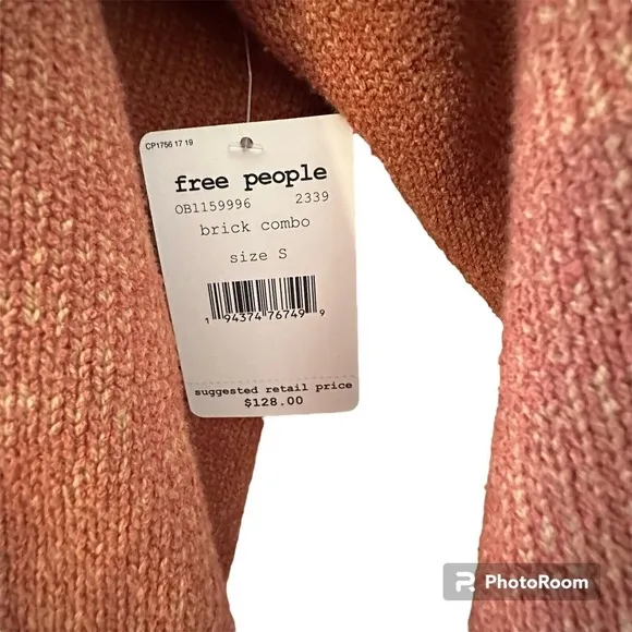 NWT‎ FREE PEOPLE Street Fair Tunic Sweater Oversized Rust Brick Combo Small