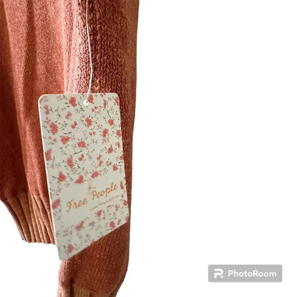 NWT‎ FREE PEOPLE Street Fair Tunic Sweater Oversized Rust Brick Combo Small