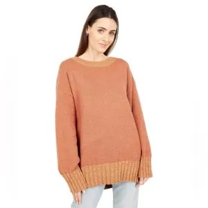 NWT‎ FREE PEOPLE Street Fair Tunic Sweater Oversized Rust Brick Combo Small