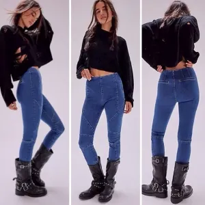 NWT! Free People We The Free Bella Moto High-Rise Skinny Jeans