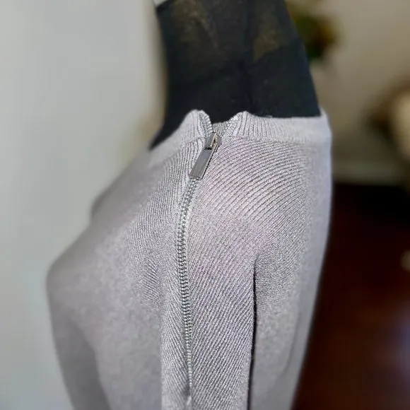 NWT Gray &amp; Black Long Sleeve Sweater Dress Tunic with Zipper Accent