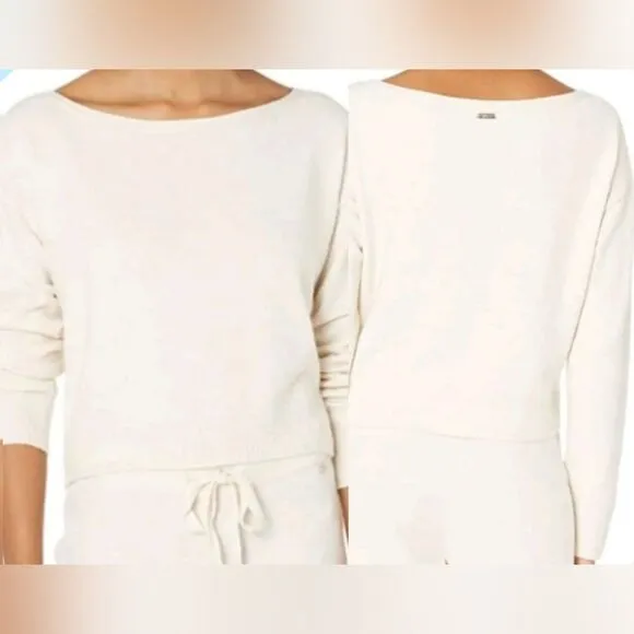 NWT GUESS Tanya Size X-Large Cream Boatneck Cropped Pullover Sweater Nautical