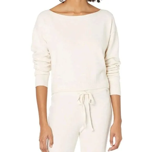 NWT GUESS Tanya Size X-Large Cream Boatneck Cropped Pullover Sweater Nautical