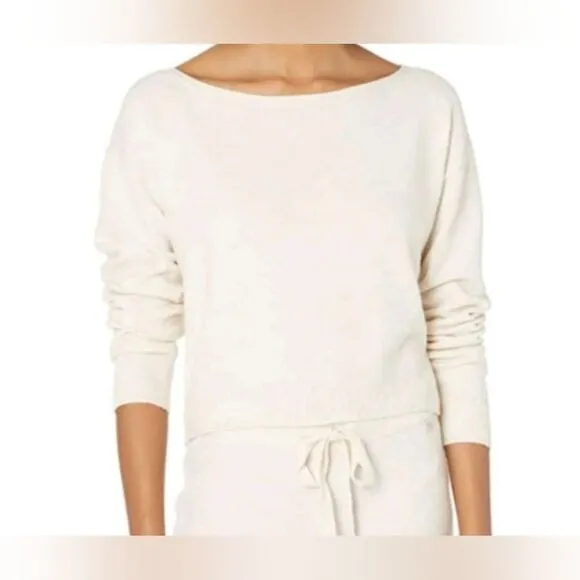 NWT GUESS Tanya Size X-Large Cream Boatneck Cropped Pullover Sweater Nautical