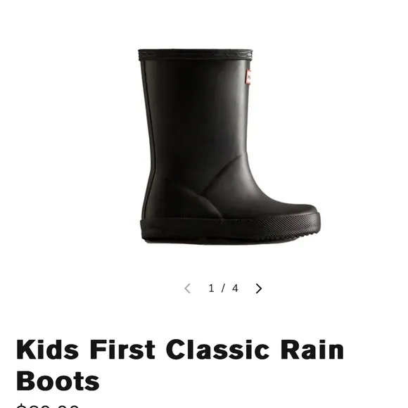 NWT Hunter Kids 1st Classic Black Nebula Rain Boot