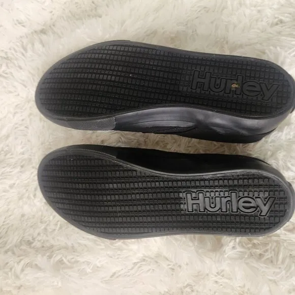 NWT Hurley Mens Black Slip-On Shoes Size 9 Casual Canvas Sneakers