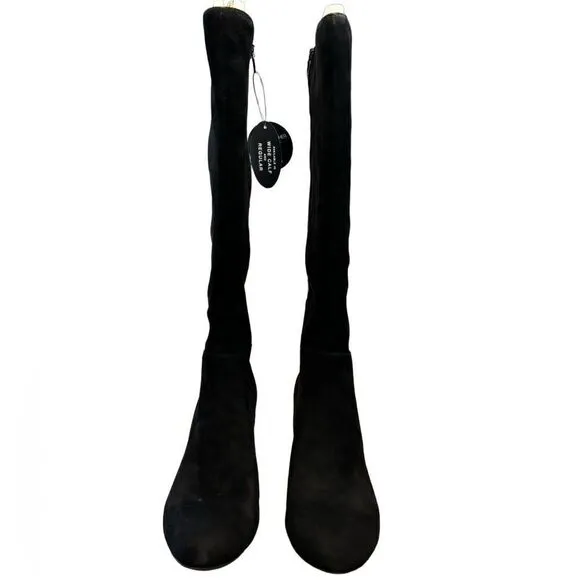 NWT INC Black Suede Leather Tall Heeled Boots