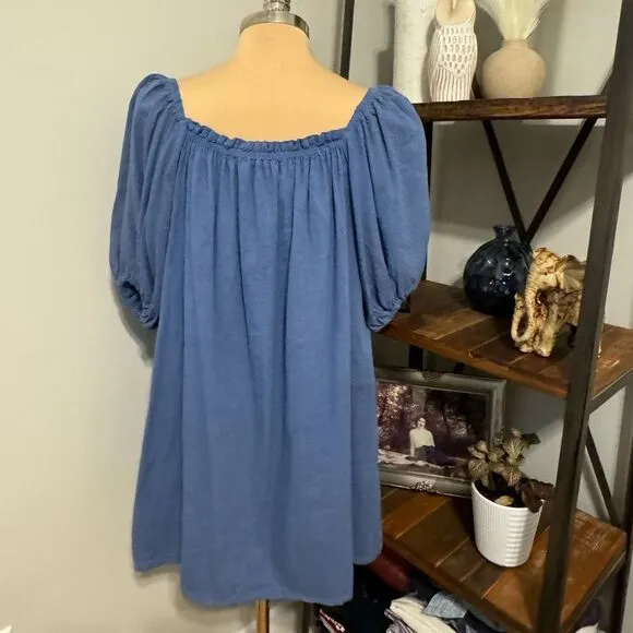 NWT Jens Pirate Booty Jardin Cotton Mini Dress Women’s SIZE MED Denim Blue