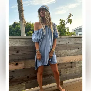 NWT Jens Pirate Booty Jardin Cotton Mini Dress Women’s SIZE MED Denim Blue