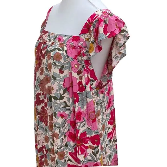 NWT Jodifl 1X Sienna Sunset Boho Maxi dress Retro Floral Shift Flowy Flutter