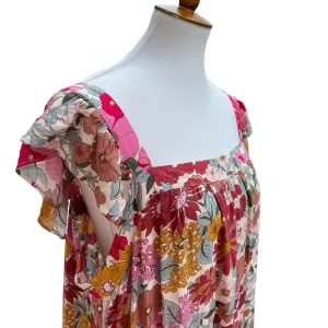 NWT Jodifl 1X Sienna Sunset Boho Maxi dress Retro Floral Shift Flowy Flutter