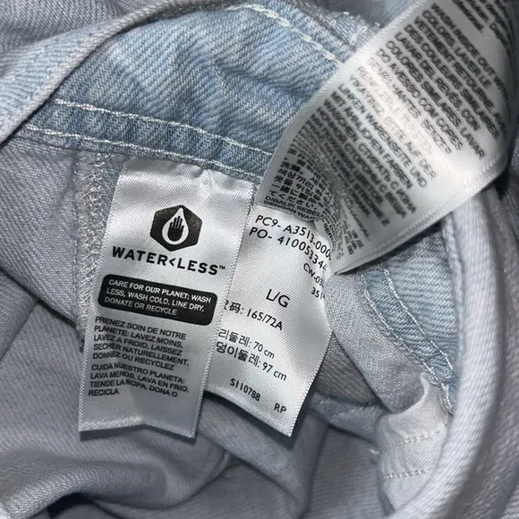 NWT Levi’s Light Wash Vintage Style Overall, Size Large
