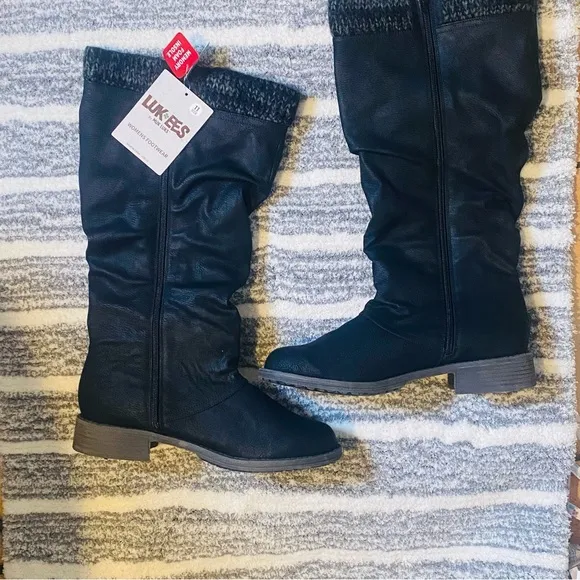 NWT Lukees By Muk Luks Bianca Beverly Black Water Resistant Boots Womens Size 11