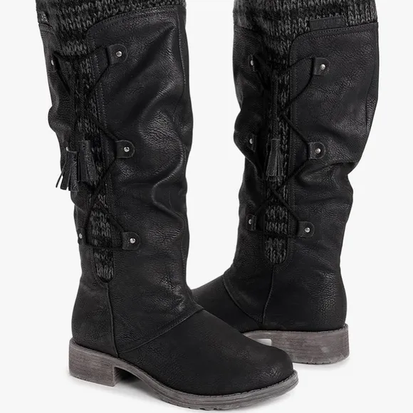 NWT Lukees By Muk Luks Bianca Beverly Black Water Resistant Boots Womens Size 11