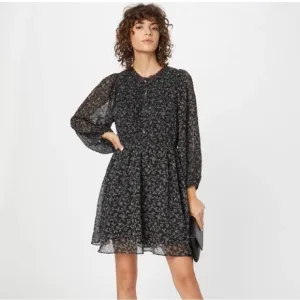 NWT Madewell Ruffle-Neck Button-Front Mini Dress inDotted Vines - Size M