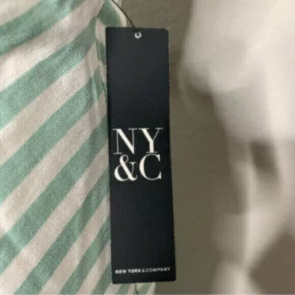 NWT New York &amp; Company Sea Green &amp; White Striped Halter Long Maxi Dress