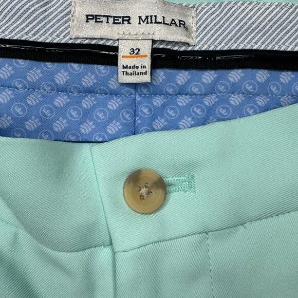 NWT Peter Millar Salem Performance Chino Shorts in Celeste Blue, Men's Size 32