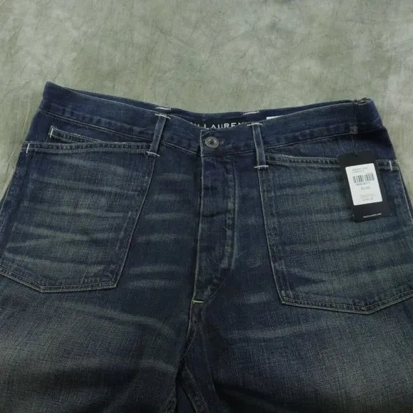 NWT Ralph Lauren BLACK LABEL DISTRESSED 5-Pocket BLUE JEANS $395 MENS Size 33-30