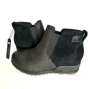 NWT Sorel Evie leather suede bootie black ankle boots waterproof winter 7.5
