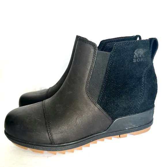 NWT Sorel Evie leather suede bootie black ankle boots waterproof winter 7.5
