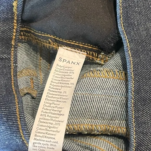 NWT SPANX Pintuck Flare Jeans | Raw Indigo | Size L (10-12 | Sculpting High Rise