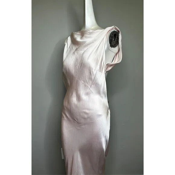 NWT The Bar Pierre Silk Satin Cowl Back Backless Gown Rose Size 6 $598