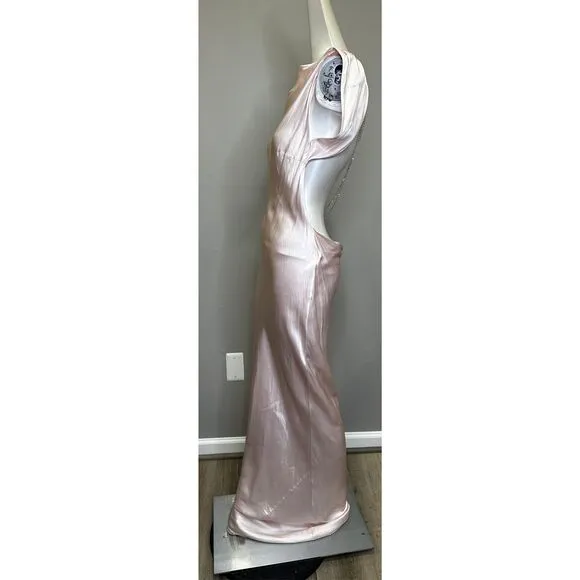 NWT The Bar Pierre Silk Satin Cowl Back Backless Gown Rose Size 6 $598