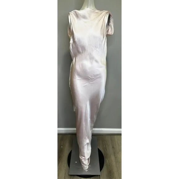 NWT The Bar Pierre Silk Satin Cowl Back Backless Gown Rose Size 6 $598