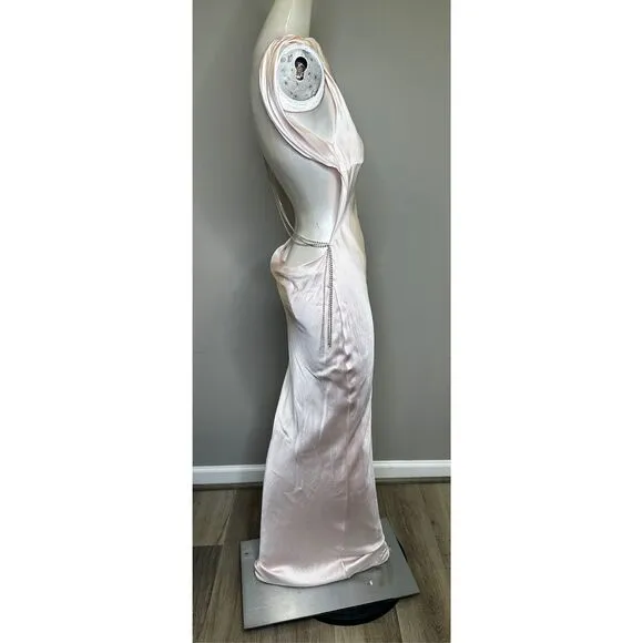 NWT The Bar Pierre Silk Satin Cowl Back Backless Gown Rose Size 6 $598