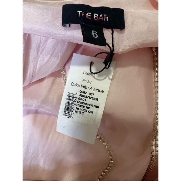 NWT The Bar Pierre Silk Satin Cowl Back Backless Gown Rose Size 6 $598
