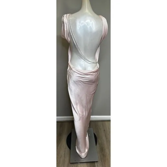 NWT The Bar Pierre Silk Satin Cowl Back Backless Gown Rose Size 6 $598