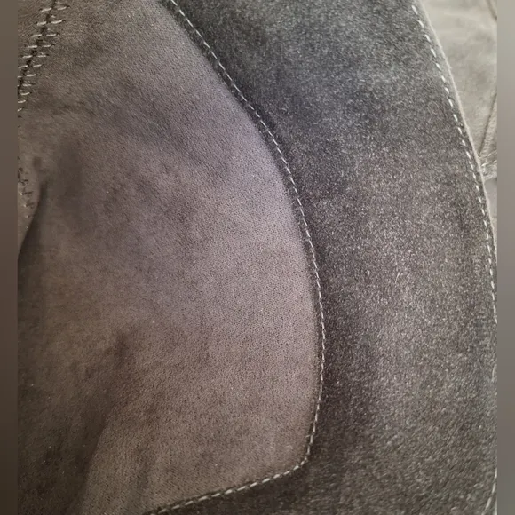 NWT Vince Camuto suede OTK boots Karinda laser cut out low heel olive grey
