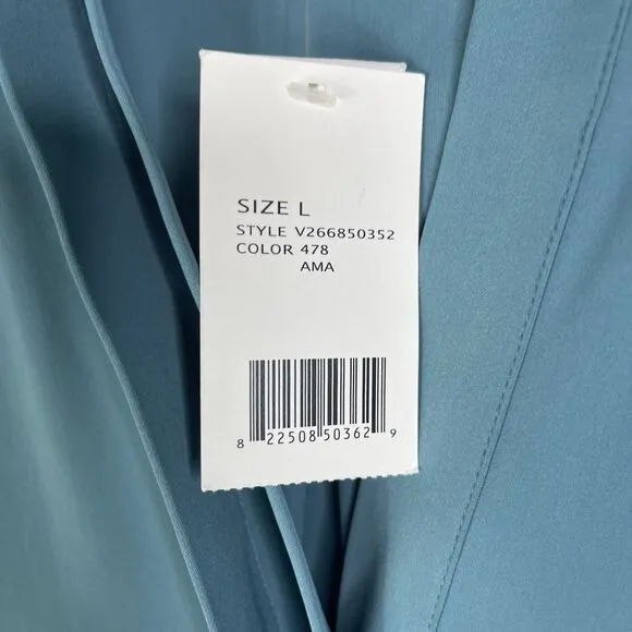 NWT! VINCE Washed Maxi Dress Long Sleeve Shirtdress Size L Teal Orig. $425