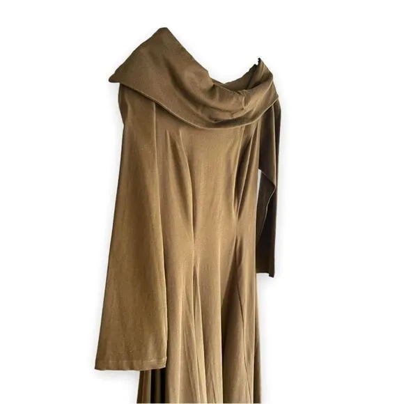 NWT! MATTHILDUR | Handmade Artsy Brown Boat-Neck Sleeved Dress (6)