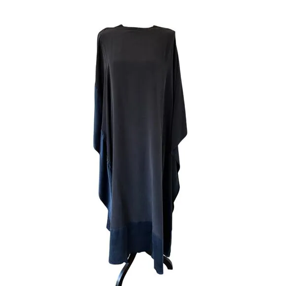 Ocean   Main - Navy and Teal Boatneck Silk Caftan - 1X