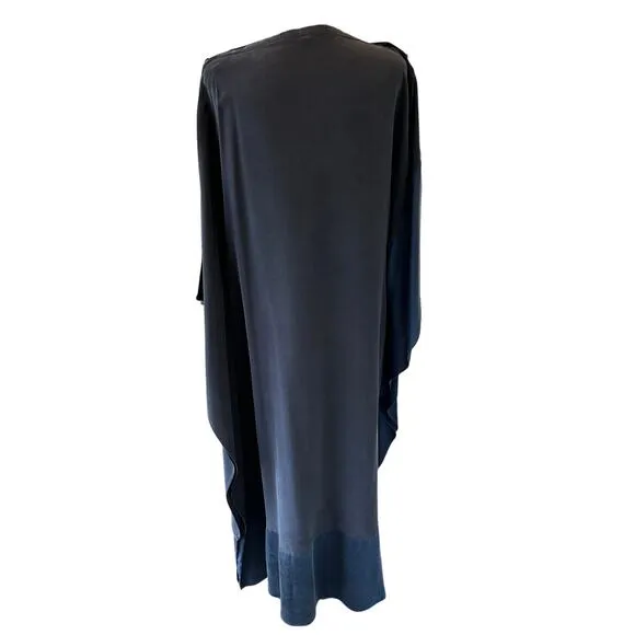 Ocean   Main - Navy and Teal Boatneck Silk Caftan - 1X