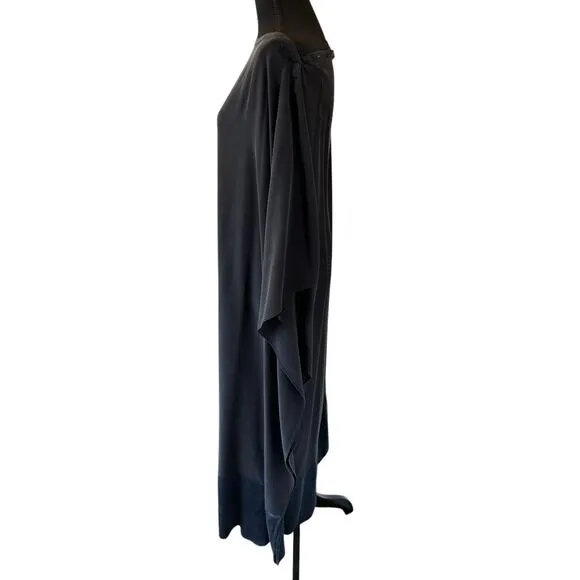 Ocean   Main - Navy and Teal Boatneck Silk Caftan - 1X