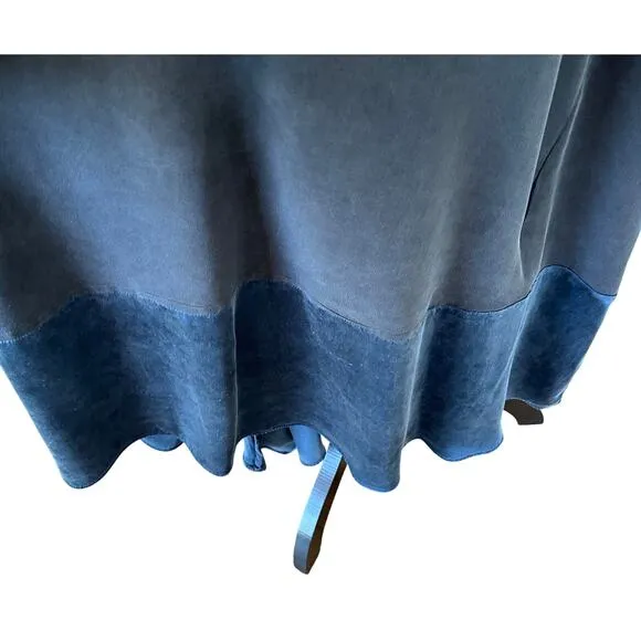 Ocean   Main - Navy and Teal Boatneck Silk Caftan - 1X