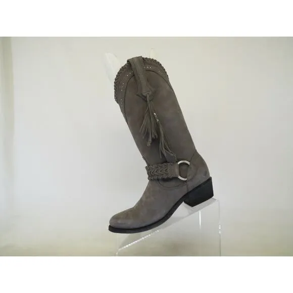 OG by Old Gringo Gray Suede Harness Fringe Cowboy Boots Womens Size 7 B