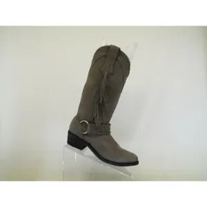 OG by Old Gringo Gray Suede Harness Fringe Cowboy Boots Womens Size 7 B