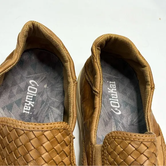 Olukai Lae'Ahi Lauhala Men's Brown Woven Leather Slip-On Shoes Size 10.5