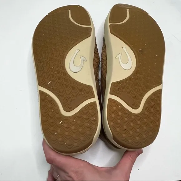 Olukai Lae'Ahi Lauhala Men's Brown Woven Leather Slip-On Shoes Size 10.5